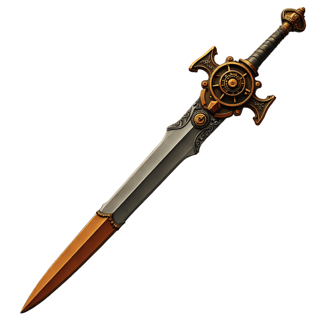 Free transparent PNG: Bronze Steampunk Sword with Gears and Ornate Hilt PNG Image for Creative Projects