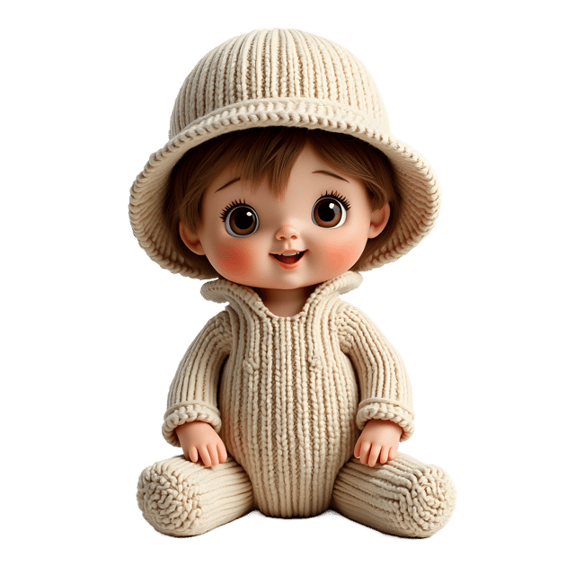 Free transparent PNG: Knitted Doll with Sunhat PNG Transparent Background