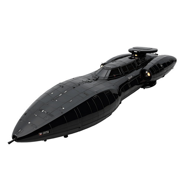 Free transparent PNG: Black Spaceship with Mirrored Surfaces and Hidden Compartments - Realistic Illustration