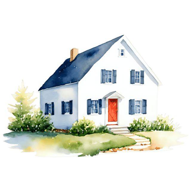 Free transparent PNG: Watercolor Cape Cod House Transparent PNG – Gentle Illustration for Interior Design & Art