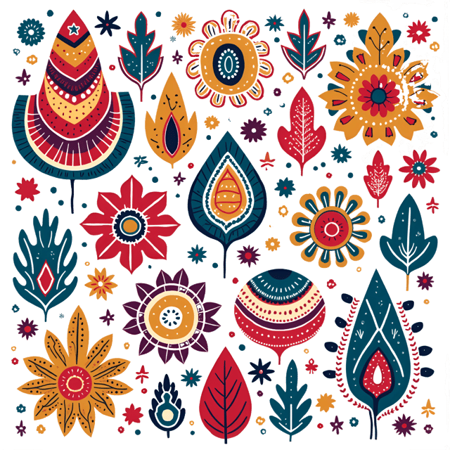 Free transparent PNG: Vibrant Geometric Boho Wall Art with Hand-Drawn Patterns