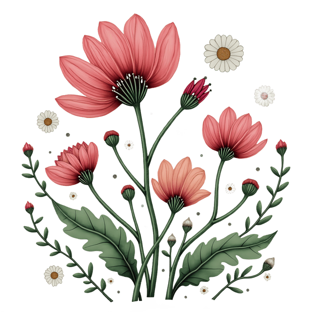 Free transparent PNG: Quirky Whimsical Flowers Hand Drawn PNG Clipart  Unique Design Elements for Creative Projects