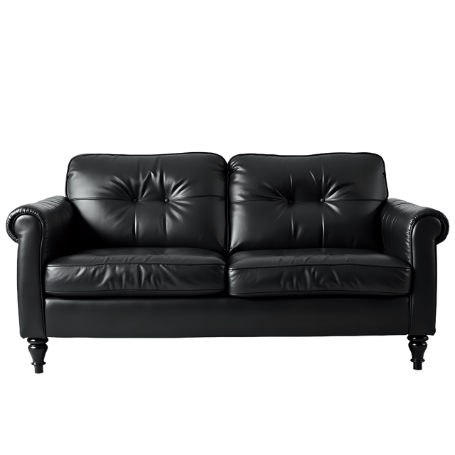 Free transparent PNG: Black Leather Couch Transparent Background PNG Image for Modern Home Decor and Design Projects