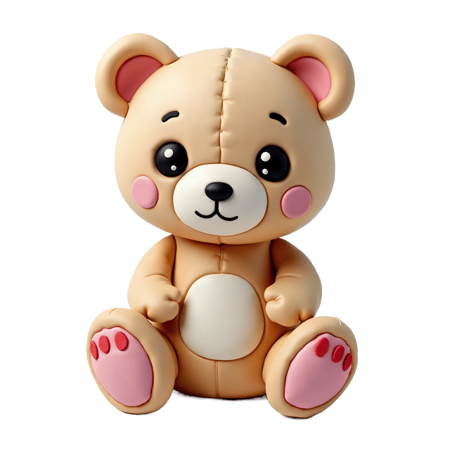Free transparent PNG: Huggable Polymer Clay Teddy Bear with Pastel Fur Colors and Big Eyes