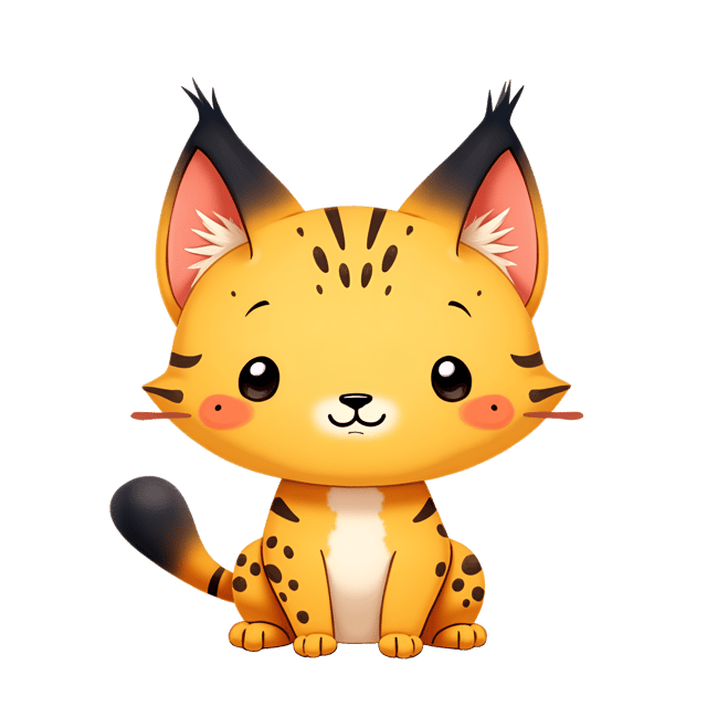 Free transparent PNG: Serval Cartoon Illustration with Watercolor Style for Whimsical and Cozy Animal Art