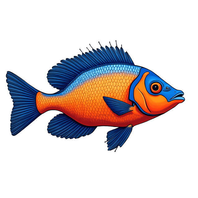 Free transparent PNG: Neon Parrotfish Illustration with Bright Orange and Blue Scales