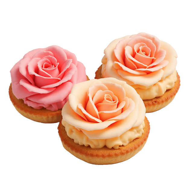 Free transparent PNG: Delicate Rose Pastries with Sugar Flowers Clipart Illustration