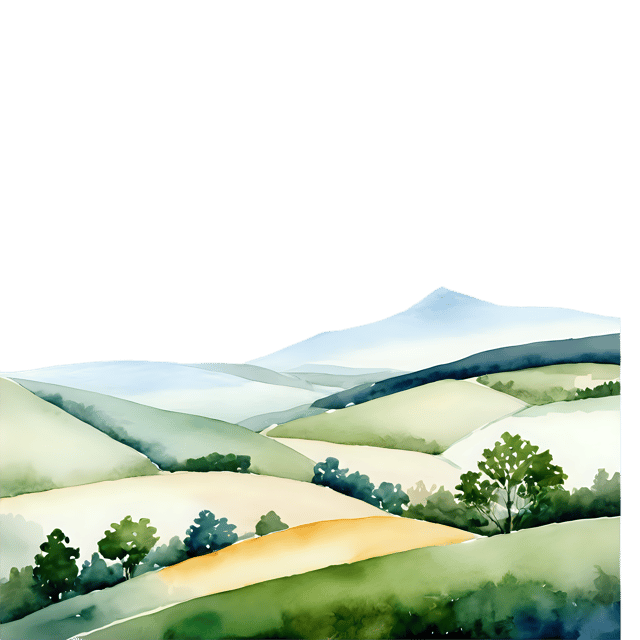 Free transparent PNG: Tranquil Hill Landscape Watercolor Illustration - Transparent PNG for Nature Inspired Designs
