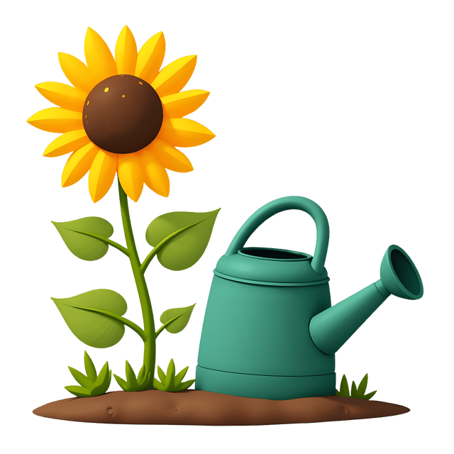Free transparent PNG: Garden Watering Can Under Sunflower  Free PNG Download for Garden Decor