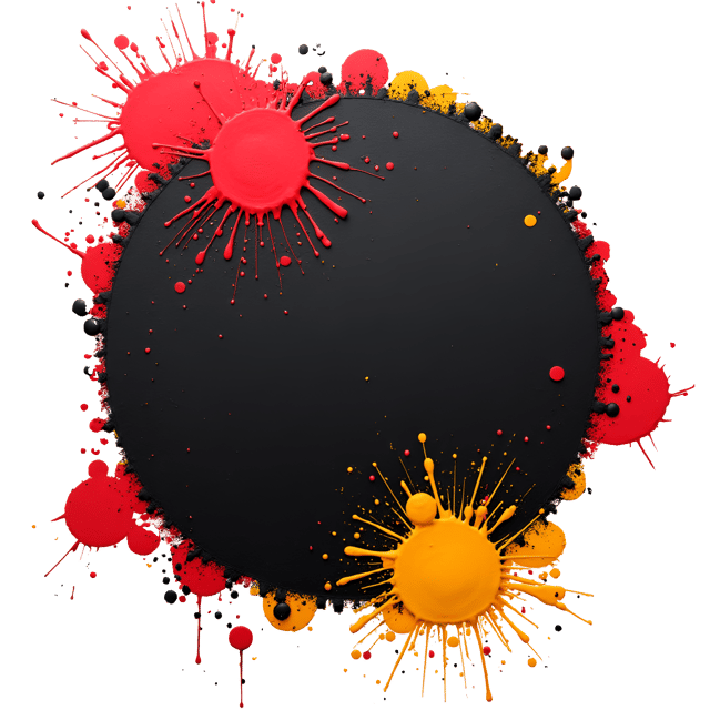 Free transparent PNG: Coral Red and Bright Yellow Coral Splatter on Black Canvas PNG