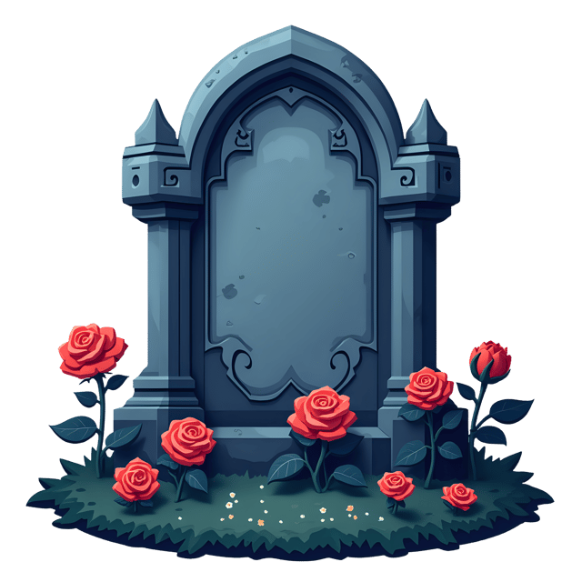 Free transparent PNG: Gothic Gravestone with Roses PNG