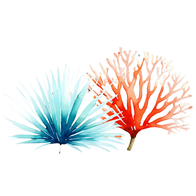 Free transparent PNG: Coral Reef Watercolor Ornament - Transparent PNG Illustration for Sea-Themed Designs