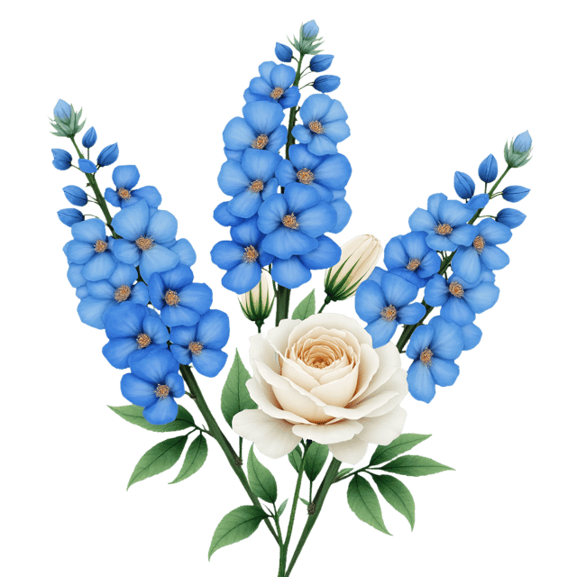 Free transparent PNG: Royal Blue Delphiniums with White Roses  Floral Clipart, free png download