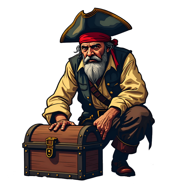 Free transparent PNG: Pirate Guarding a Chest PNG Download  Treasure Theme Clipart for Kids  Crafts
