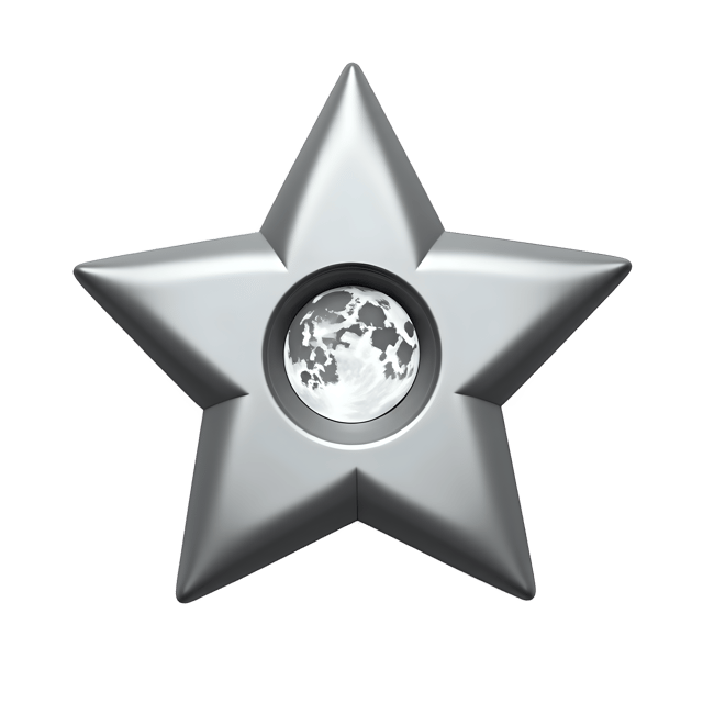 Free transparent PNG: Silver Star Ornament with Moon Shape Center  Elegant Holiday Clipart, free transparent png download