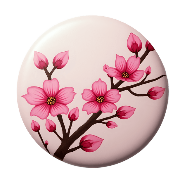 Free transparent PNG: Painted Button with Cherry Blossom Design  Free PNG Download