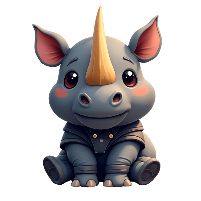 Free transparent PNG: Cartoon Rhinoceros with Armor-like Dark Gray Skin and Pointed Horns