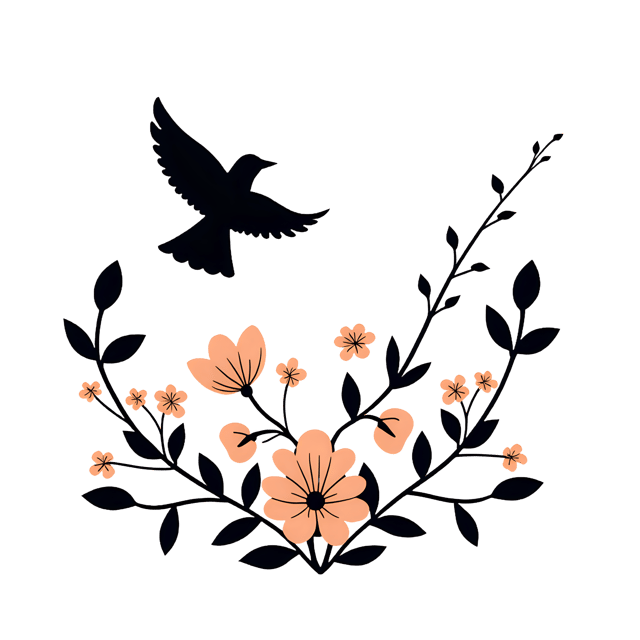 Free transparent PNG: Floral and Bird Silhouette  Nature Art, free png download