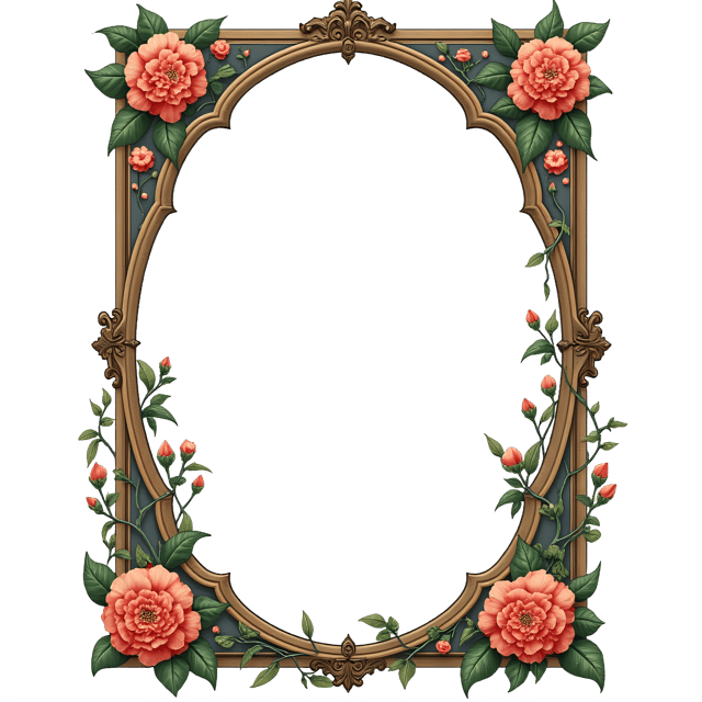 Free transparent PNG: Art Nouveau Mirror Frame PNG Clipart  Perfect for Home Decor  Design Projects