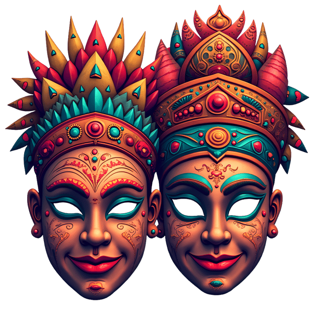 Free transparent PNG: Festive Masks with Vibrant Patterns PNG Transparent Background for Cultural Events
