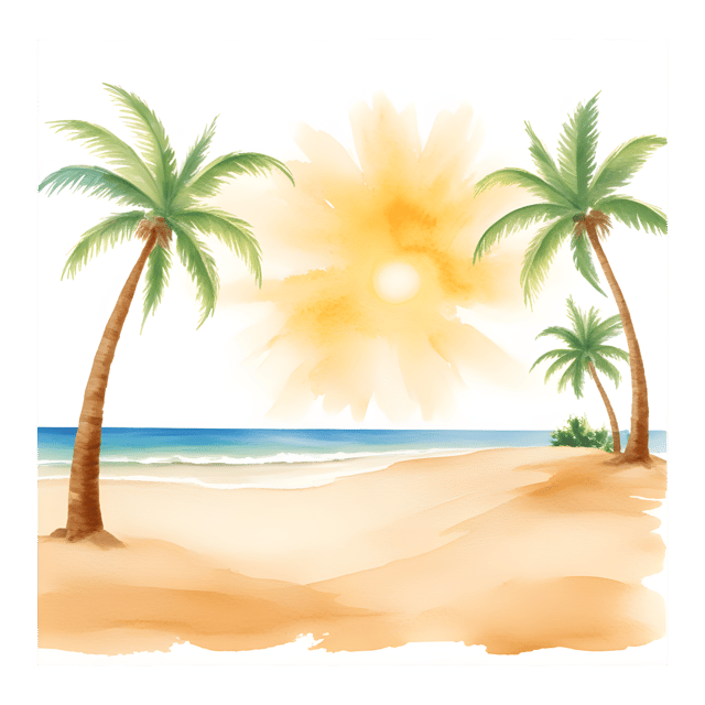 Free transparent PNG: Golden Sands and Palm Trees Transparent PNG for Tropical and Beach Scene Decorations