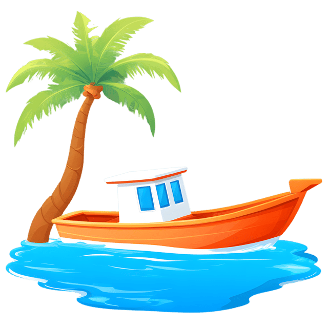 Free transparent PNG: Boat in Tropical Lagoon PNG with Transparent Background