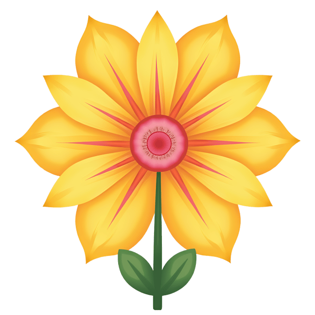Free transparent PNG: Whimsical Cartoon Flower with Bright Yellow Petals and Pink Accents