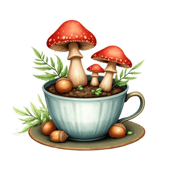 Free transparent PNG: Woodland Mushroom Tea Cup  Nature Clipart, free downloadable png