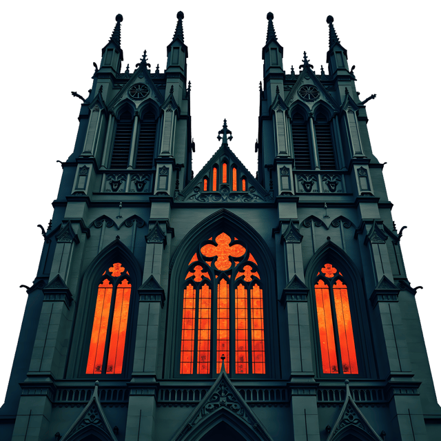 Free transparent PNG: Gothic Cathedral with Glowing Stained Glass Windows PNG