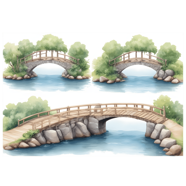 Free transparent PNG: Rustic Bridges over Tranquil Rivers PNG Background
