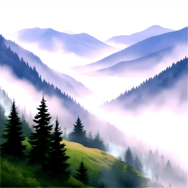 Free transparent PNG: Misty Mountains Watercolor Landscape PNG for Art and Design