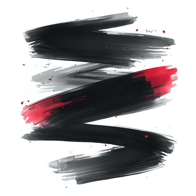Free transparent PNG: Dramatic Black and White Strokes with Crimson Touches on Transparent Background PNG