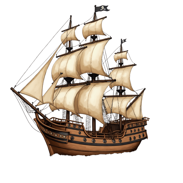 Free transparent PNG: Pirate Ship PNG Download  Classic Nautical Clipart for Kids, Games  Parties