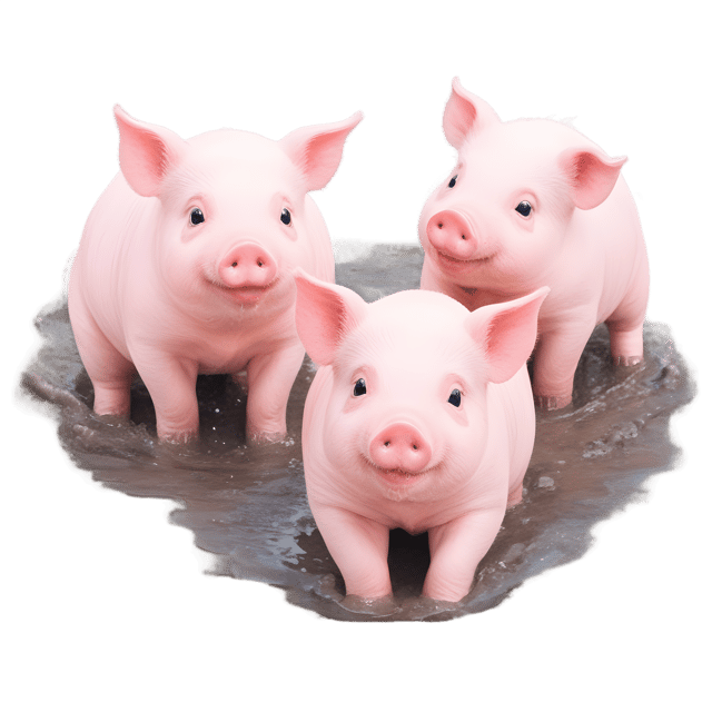 Free transparent PNG: Cheerful Pigs in Muddy Pond Transparent PNG for Cute Animal Imagery