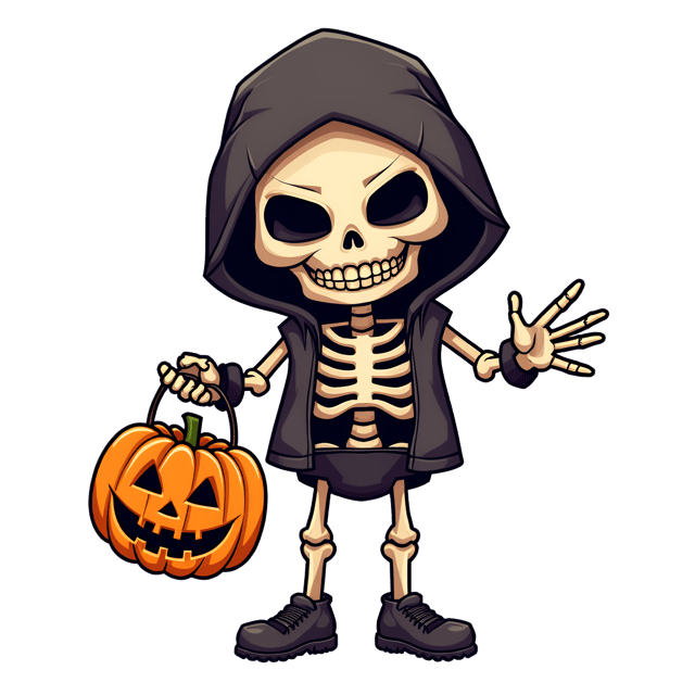 Free transparent PNG: Scary Skeleton with Pumpkin Lantern Clipart