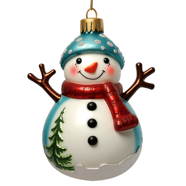 Free transparent PNG: Colorful Snowman Ornament Illustration with Winter Details for Holiday Crafts and Decor