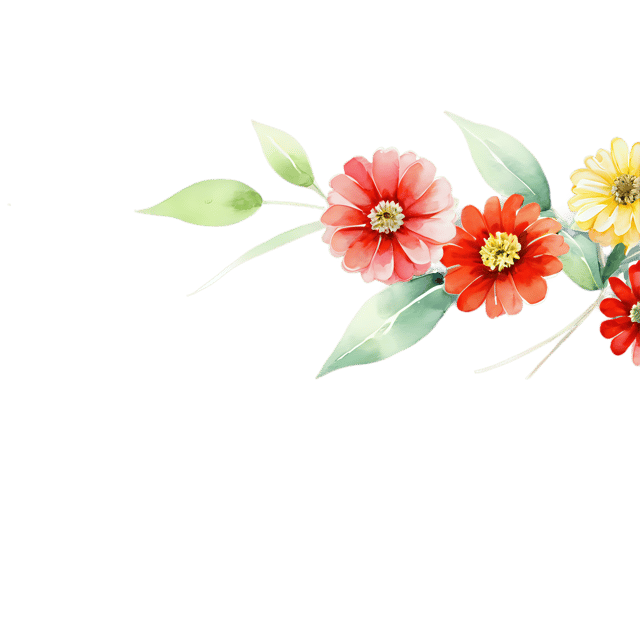 Free transparent PNG: Watercolor Zinnia Cluster Frame PNG – Transparent Background Floral Art