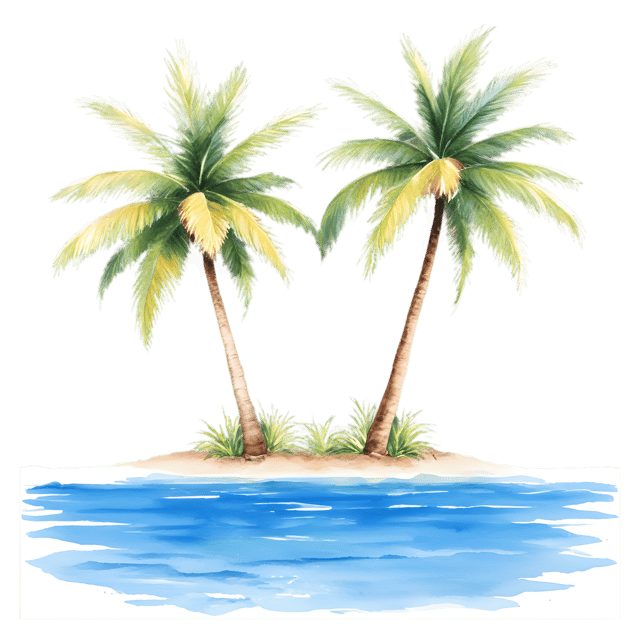 Free transparent PNG: Coconut Palms by Water - Transparent PNG Background