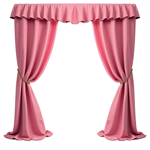 Free transparent PNG: Pink Fabric Curtains with Ruffled Trim Illustration on White Background