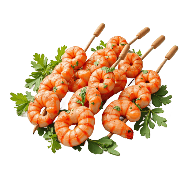 Free transparent PNG: Grilled Shrimp Skewers with Herbs PNG Transparent Background