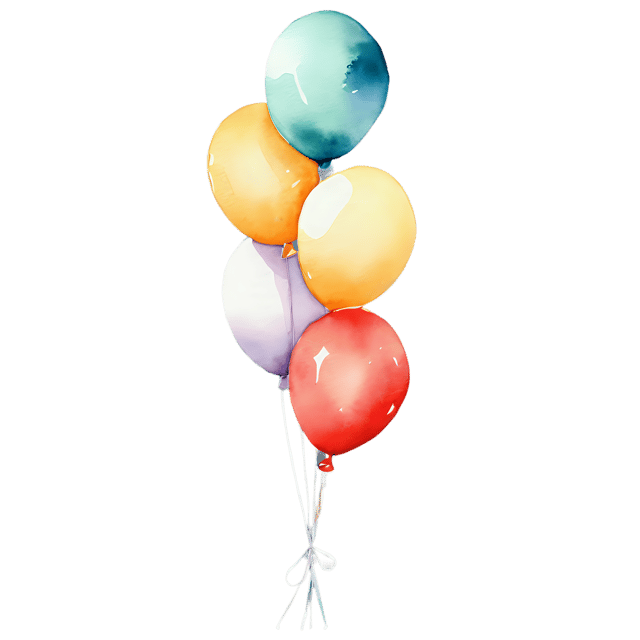 Free transparent PNG: Watercolor Balloon Bouquet Transparent PNG – Gentle Illustration for Nursery Decor & Clipart