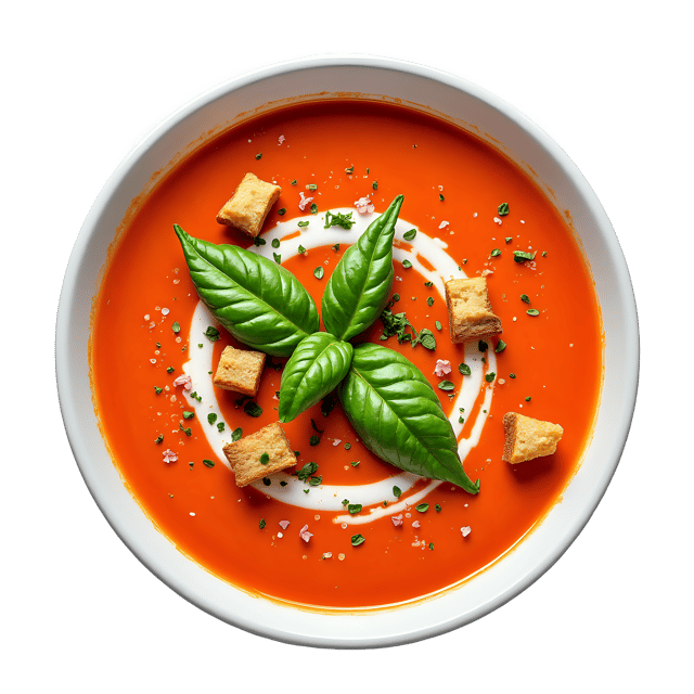 Free transparent PNG: Tomato Basil Soup with Fresh Croutons  Recipe Clipart, free downloadable png