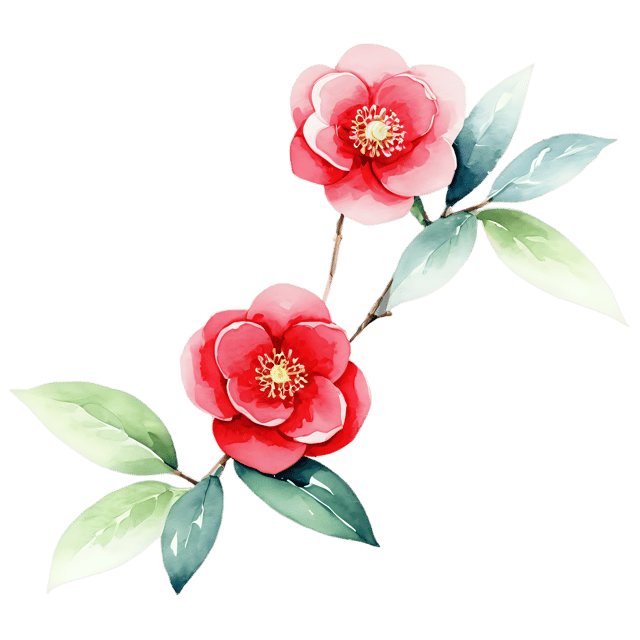 Free transparent PNG: Camellia Watercolor Illustration – Transparent PNG Flower Clipart