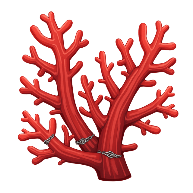 Free transparent PNG: Deep Red Coral Cluster Watercolor Illustration with Silver Wirework for Art and Crafts