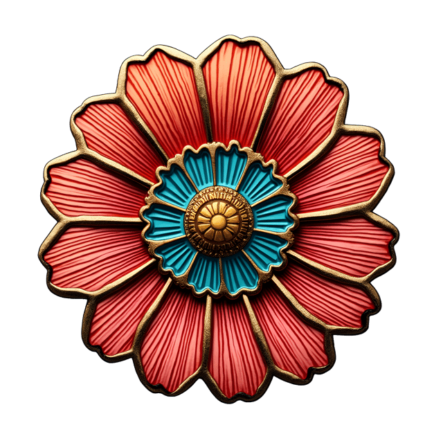 Free transparent PNG: Vibrant Colored Enamel Pin with Metallic Accents and Beautiful Illustration Clipart