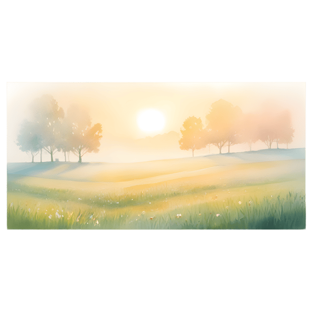 Free transparent PNG: Golden-Hour Misty Meadow Watercolor Art for Nature and Decor