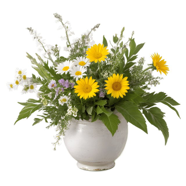 Free transparent PNG: Rustic Wildflowers and Greens PNG Arrangement for Decorative Design