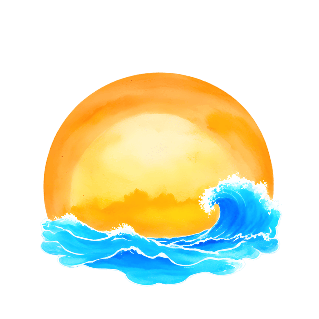 Free transparent PNG: Golden Sky Blue Waves PNG Transparent Background Art
