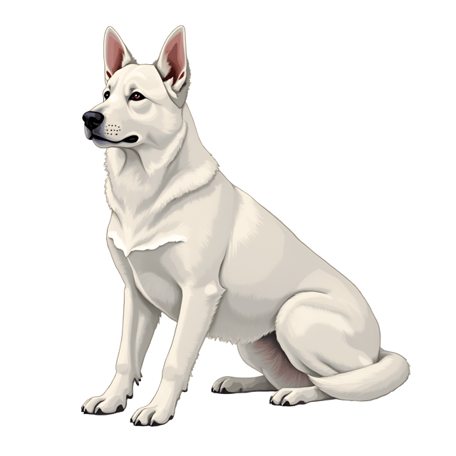 Free transparent PNG: Snow White German Shepherd Clipart with Pointed Ears and Strong Posture