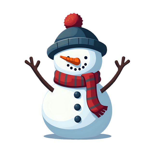 Free transparent PNG: Snowman with Hat and Scarf PNG Illustration for Winter Crafts and Clipart